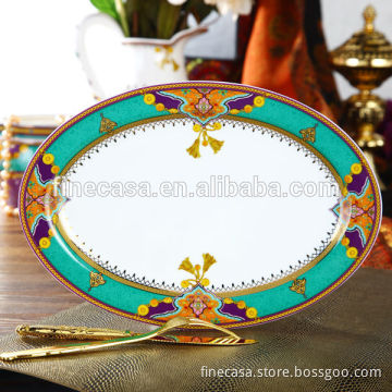 12 Inches Luxury Fine Super White Porcelain Fish Plate of Summer of Persia